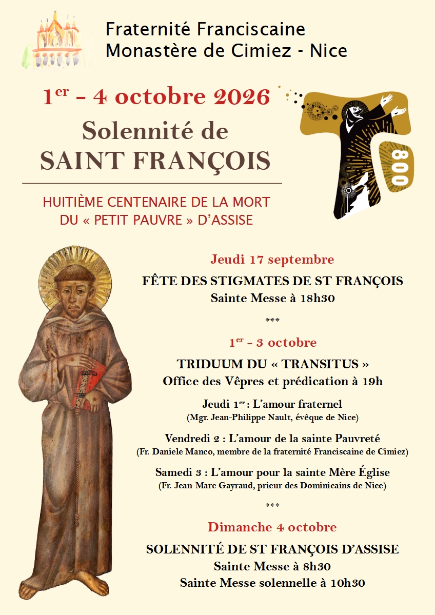SOLENNITÉ DE SAINT FRANCOIS SOLENNITÉ DE SAINT FRANCOIS